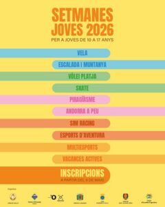 Cartel informativo sobre las Setmanes Joves 2026 en Andorra