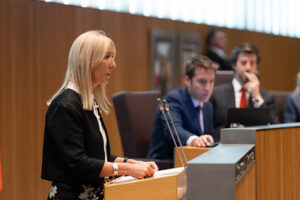 Sesión del Consell General con la subsíndica general hablando sobre la reforma