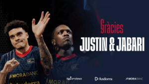 Justin McKoy y Sir Jabari Rice despidiéndose del BC MoraBanc Andorra