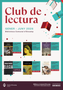 Cartel del club de lectura de la Biblioteca Comunal d'Encamp con fechas y libros