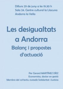 Cartel de la conferencia sobre desigualdades en Andorra la Vella