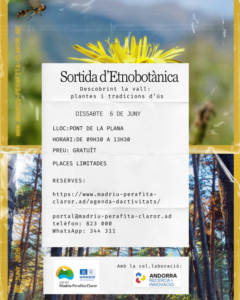 Cartel informativo sobre la excursión etnobotánica en Escaldes-Engordany