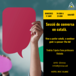 Cartel del evento de conversación en catalán en Escaldes-Engordany