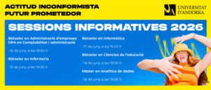 Cartel de sesión informativa sobre máster en Analítica de datos en Andorra