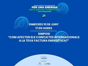 Cartel del simposio sobre conflictos internacionales y factura energética en Andorra