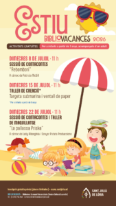 Cartel de actividades infantiles de verano en la biblioteca de Sant Julià de Lòria
