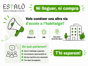 Cartel informativo sobre vivienda cooperativa en Escaldes-Engordany
