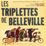 Cartel de la película Les tres bessones de Belleville con personajes animados