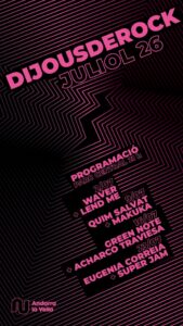 Cartel del festival Dijous de Rock en Andorra con programación de artistas