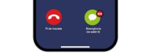 Pantalla de iPhone mostrando opción de emergencia vía satélite en Andorra