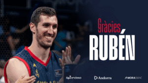 Rubén Guerrero sonriendo durante su despedida del MoraBanc Andorra