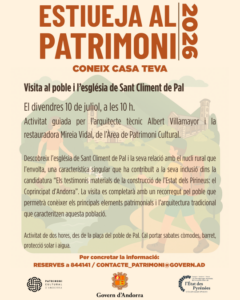 Cartel de la visita guiada a Sant Climent de Pal en Andorra
