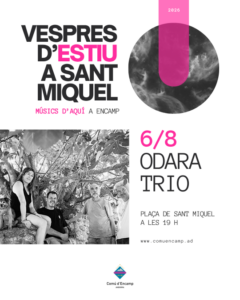 Cartel del concierto de Odara Trio en Sant Miquel, Encamp.