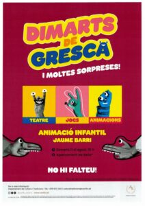 Cartel del evento Dimarts de Gresca con animación infantil y juegos