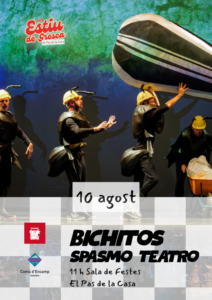 Actores de Spasmo Teatro en escena durante un espectáculo en el Pas de la Casa