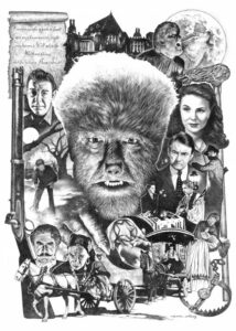 Cartel de proyecciones de cine de terror clásico de los años 30