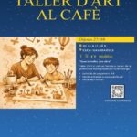 Cartel del taller de arte familiar en Canillo con niños pintando.