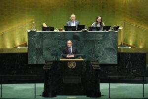 Xavier Espot hablando en la Asamblea General de la ONU sobre multilateralismo