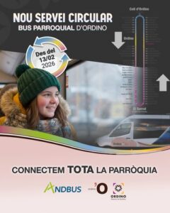 Imagen del bus parroquial de Ordino con horarios escolares