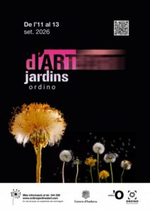 Cartel del evento Jardins d'Art en Ordino con flores y detalles artísticos