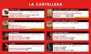 Cartelera de películas en los Cinemas Illa Carlemany de Escaldes-Engordany