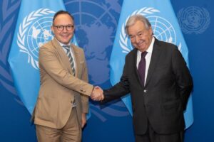 Xavier Espot y António Guterres en reunión en la ONU