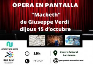 Cartel de la proyección de la ópera Macbeth de Verdi en Andorra la Vella