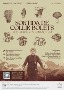 Cartel de la salida para recolectar setas en Canillo con ilustraciones de hongos.