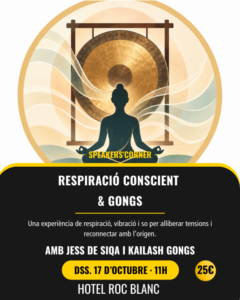 Cartel del taller de respiración y gongs en Escaldes-Engordany