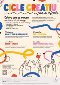 Cartel del ciclo creativo para niños en Canillo con detalles de talleres.